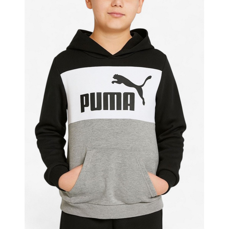 PUMA Essentials+ Colorblock Fleece Hoodie Grey/Black
