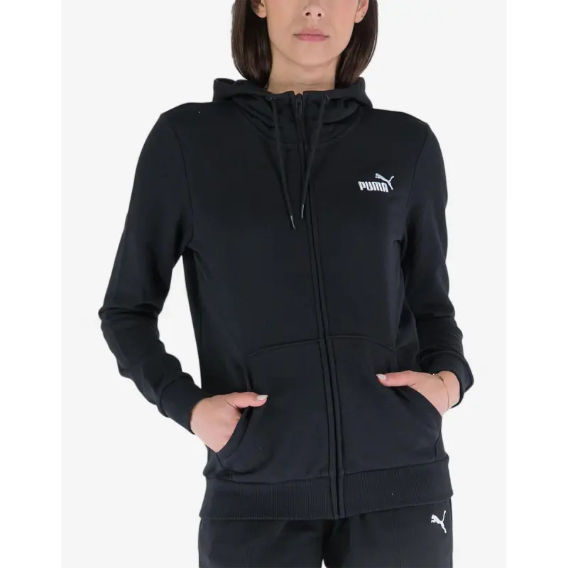 PUMA Essentials+ Embroidery Full-Zip Hoodie Black