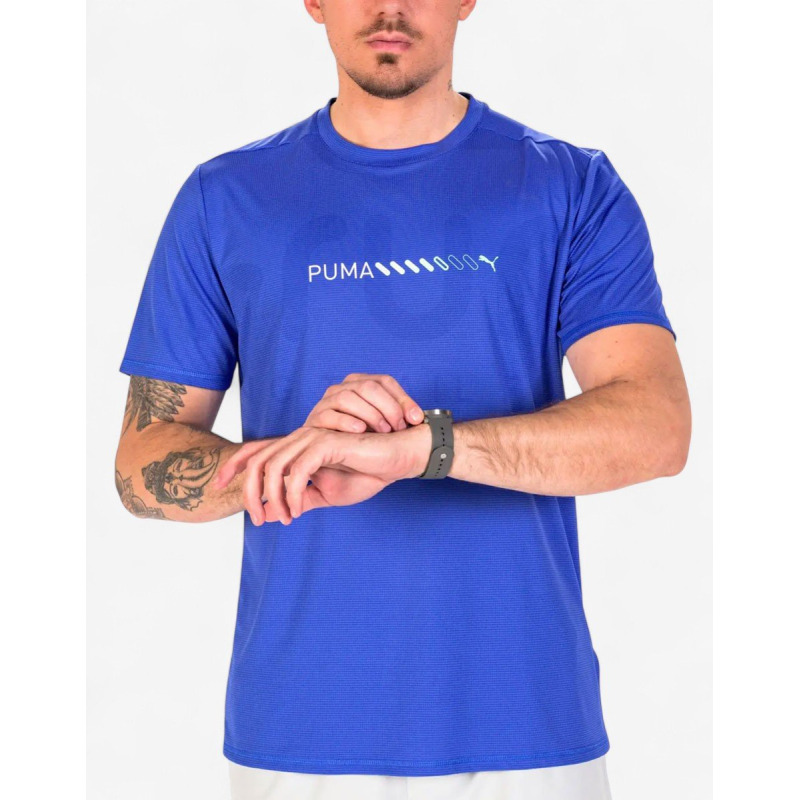 PUMA Run Favourite Logo Tee Blue