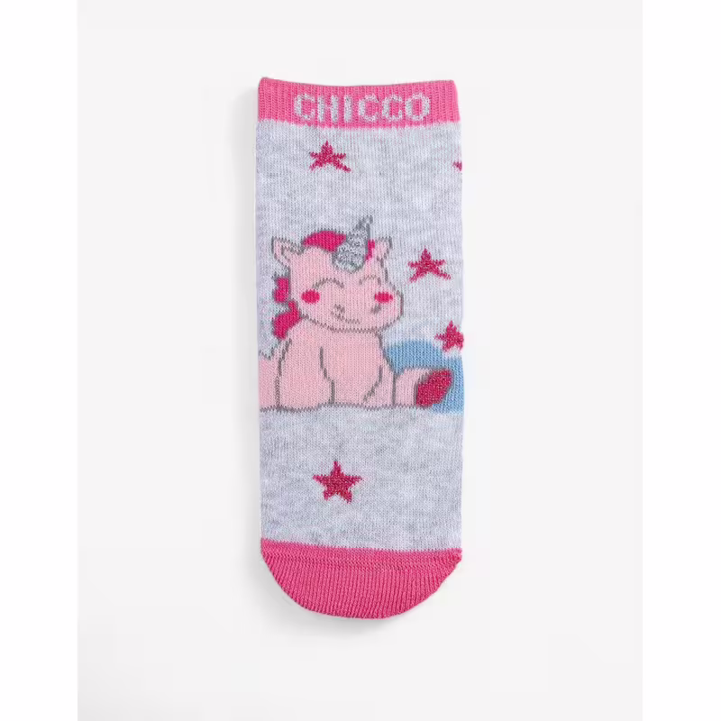 CHICCO 1-Pair Girls Unicorn Socks Grey/Pink