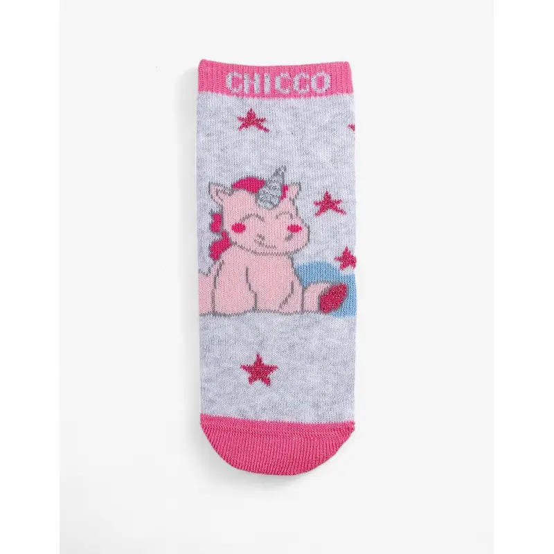 CHICCO 1-Pair Girls Unicorn Socks Grey/Pink