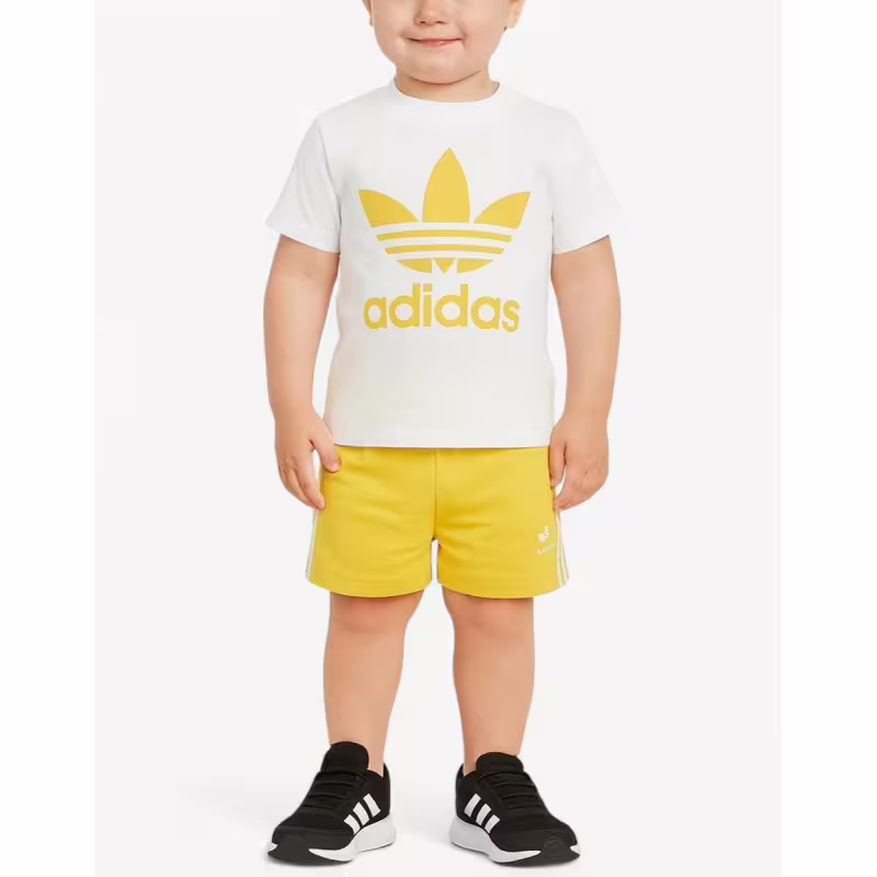 ADIDAS Originals Trefoil Shorts Tee Set White/Yellow