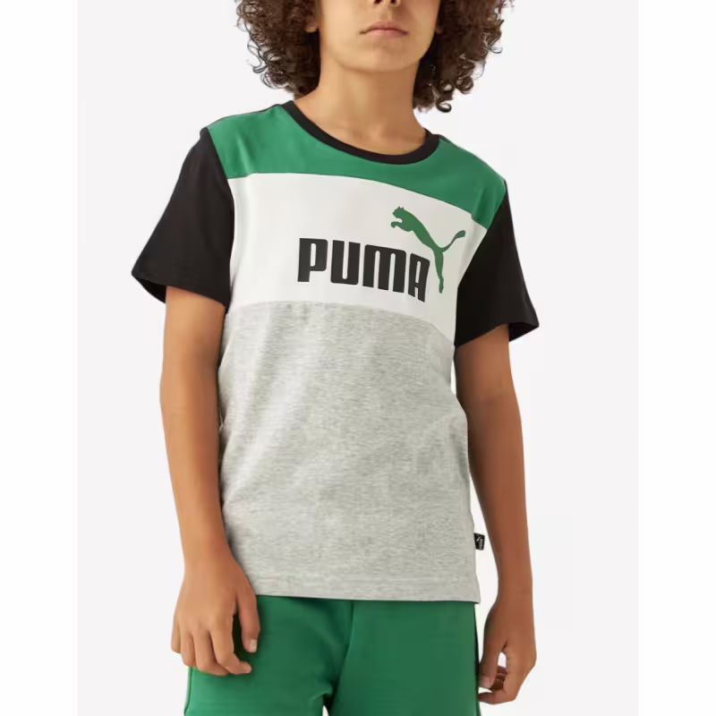 PUMA Essentials+ Colorblock Tee Grey/Green