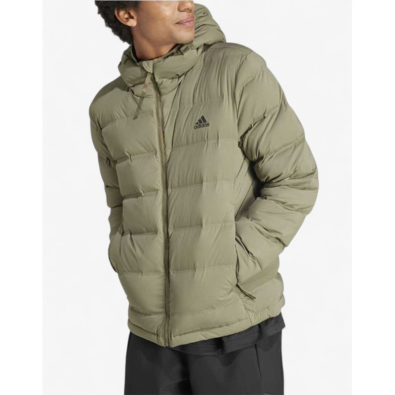 ADIDAS Sportswear Helionic Stretch Hooded Down Jacket Green