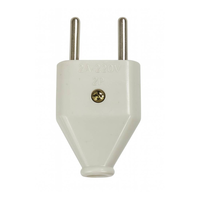 Щепсел за контакт FE-40, плосък, PVC, бял, 220VAC, 2,5A, 550W