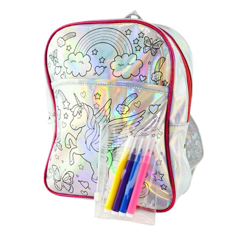 Детска раница Unicorn с маркери за създаване на уникален дизайн