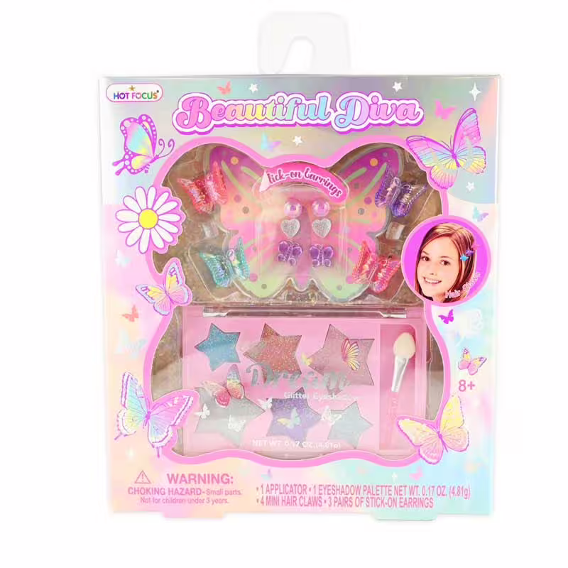 Комплект от блестящи сенки, шноли и лепящи се обеци за лесно и красиво преобразяване