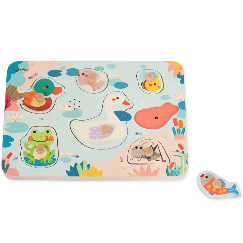 Интерактивен пъзел Езерото от 8 дървени части, 18+ месеца