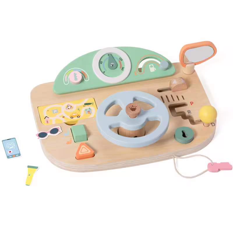 Мултифункционален дървен волан Classic World с активности за деца над 2 години