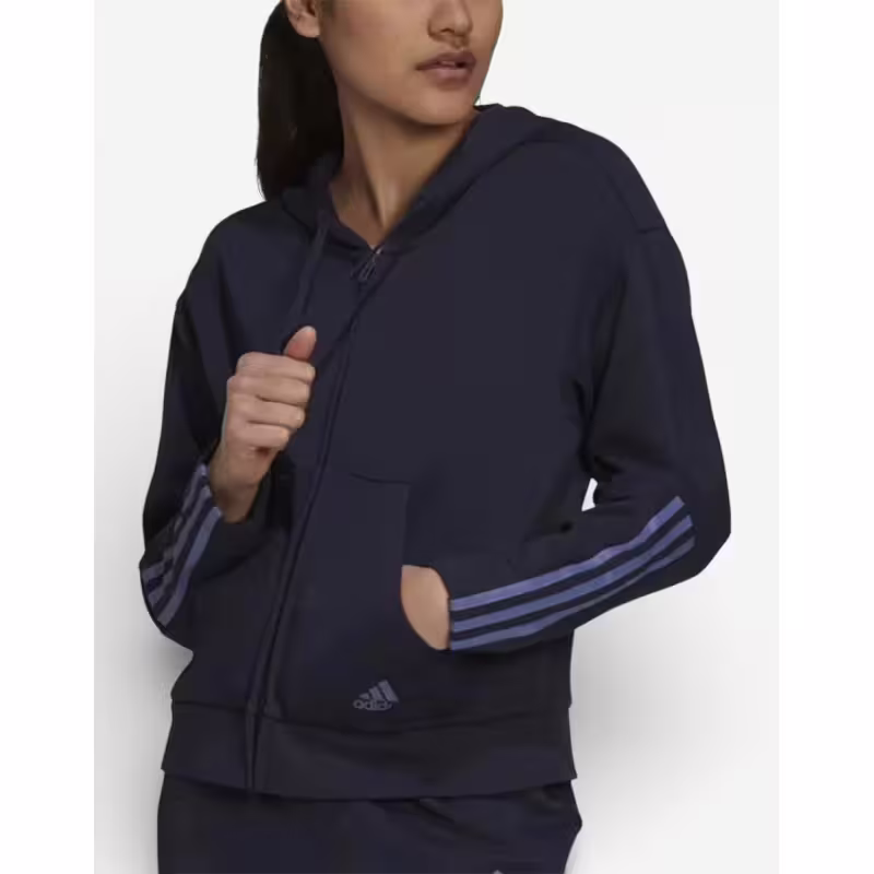 ADIDAS Essentials Loose Cut 3-Stripes Full-Zip Hoodie Navy