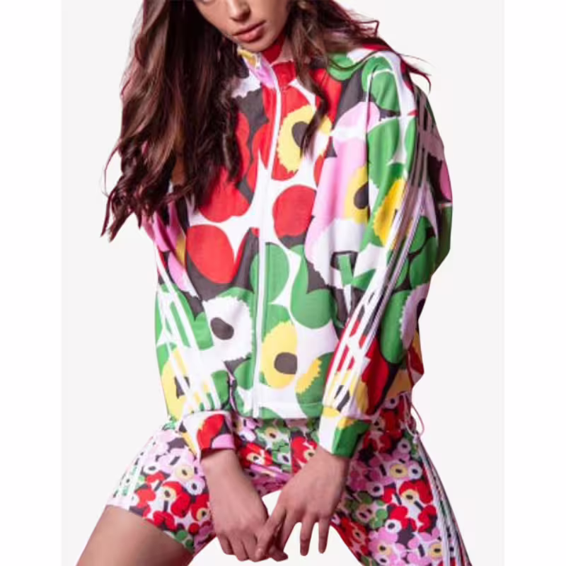 ADIDAS x Marimekko Tracktop Floral Print Striped Jacket Multicolor