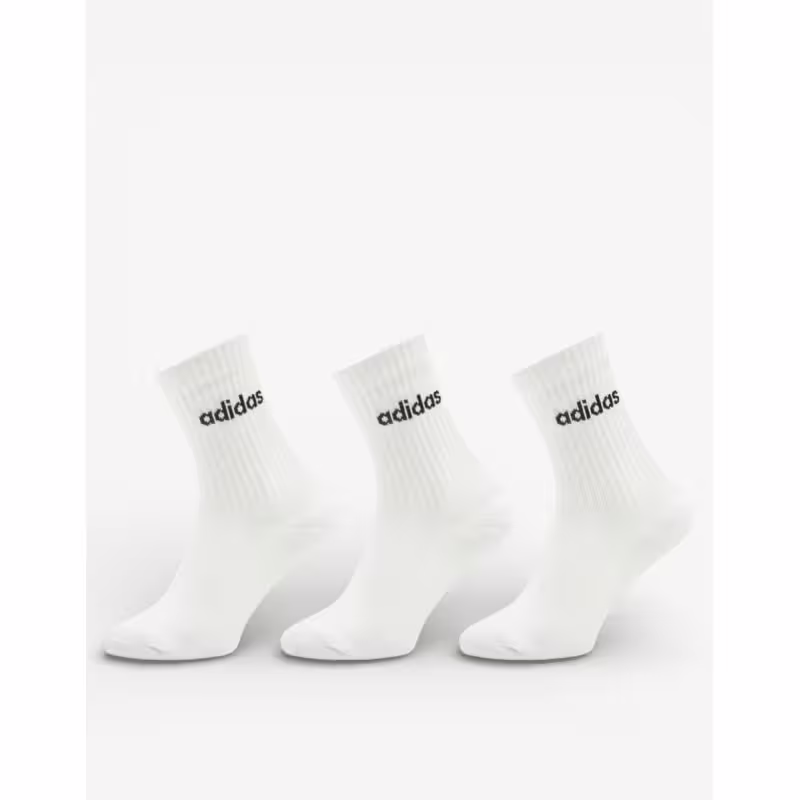 ADIDAS 3 Packs Linear Crew Cushioned Socks White