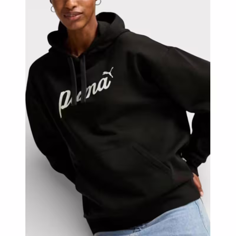 PUMA Essetials+ Script Fleece Hoodie Black