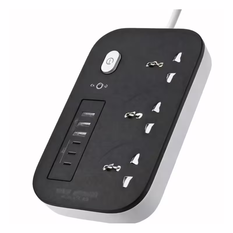 Разклонител PS-300, ключ, 3-ка, черен, 3xUSB, 3xType-c, 2m, 220VAC, 10A, 3x1,5mm2