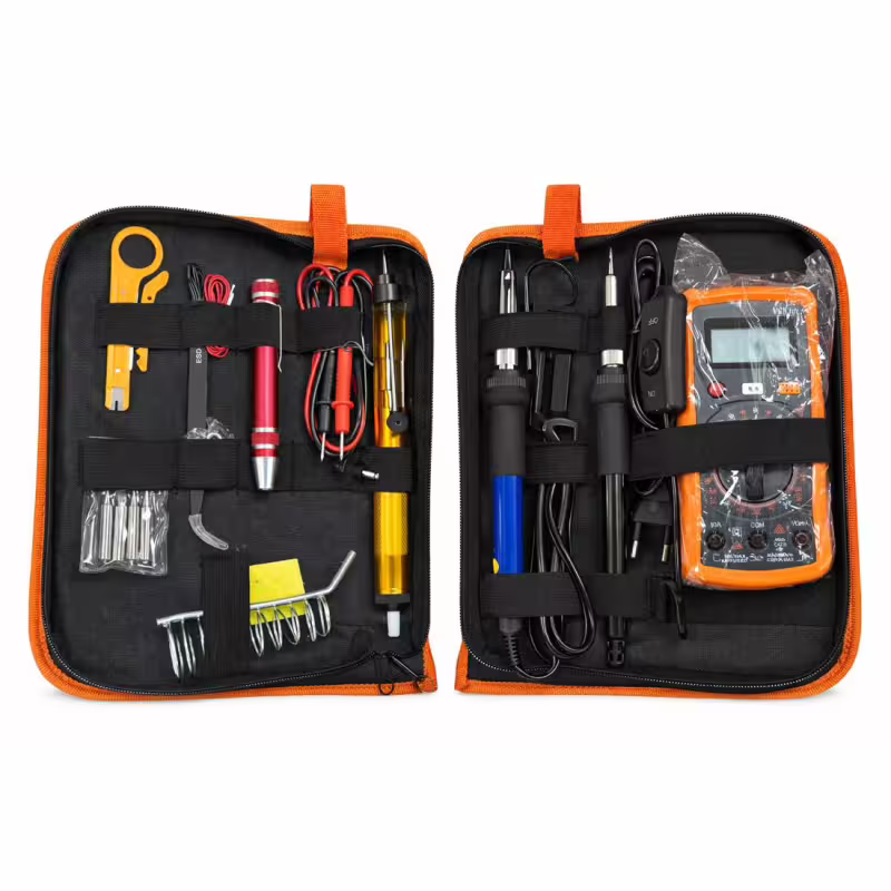 Комплект за запояване, поялник, вакуум помпа, мултицет, консумативи, к-т 10 бр