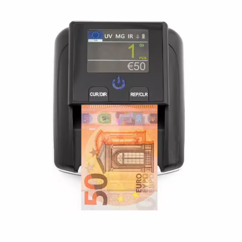 Детектор за фалшиви пари AL-130T, банкноти, UV проверка, батерия, 12VDC, 12W