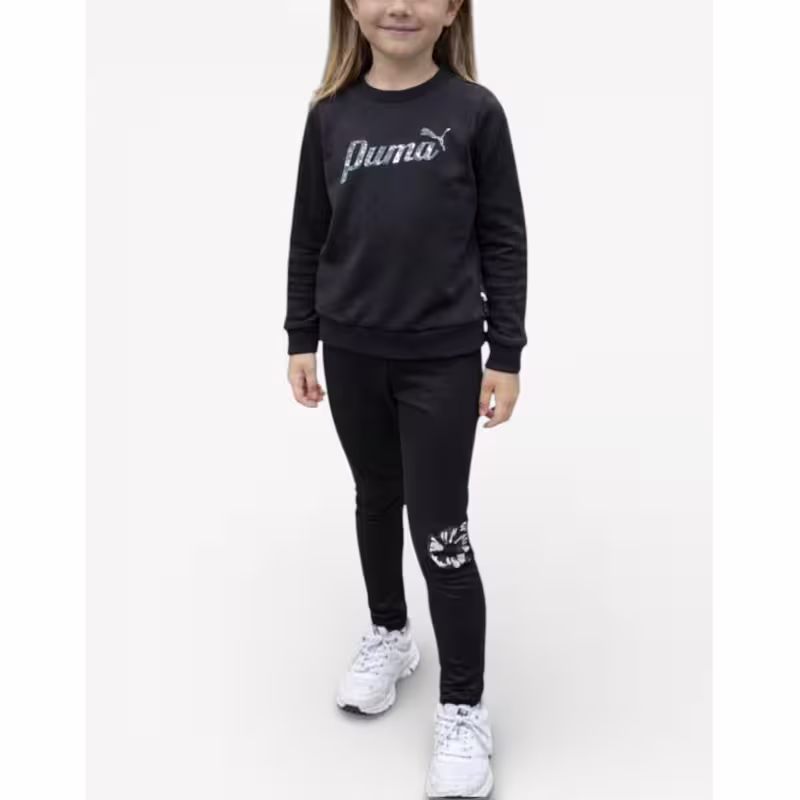 PUMA Class Act Crew And Leggings Fleece Set Black