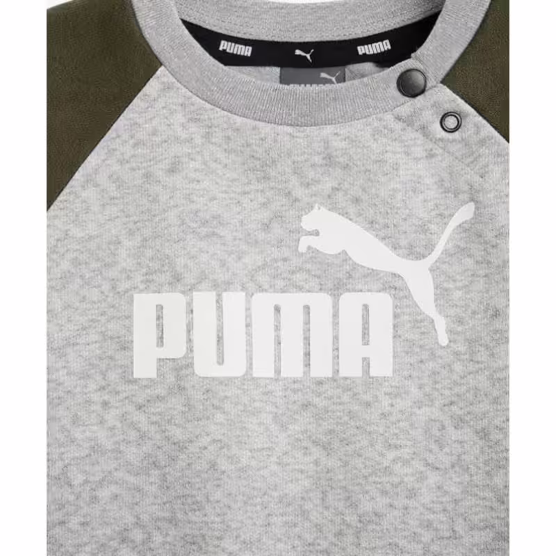 PUMA Essentials Minicats Raglan Tracksuit Grey/Green