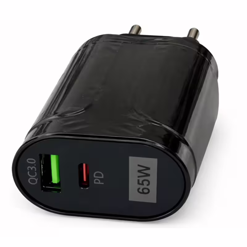 Мрежово зарядно BK-385, бързо зареждане, черен, Type-c, USB, от 5VDC до 20VDC, 65W