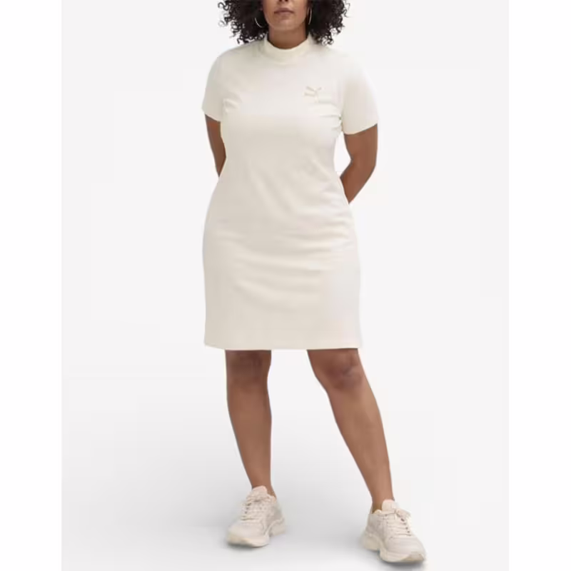 PUMA Classics Ribbed Tee Dress Off White