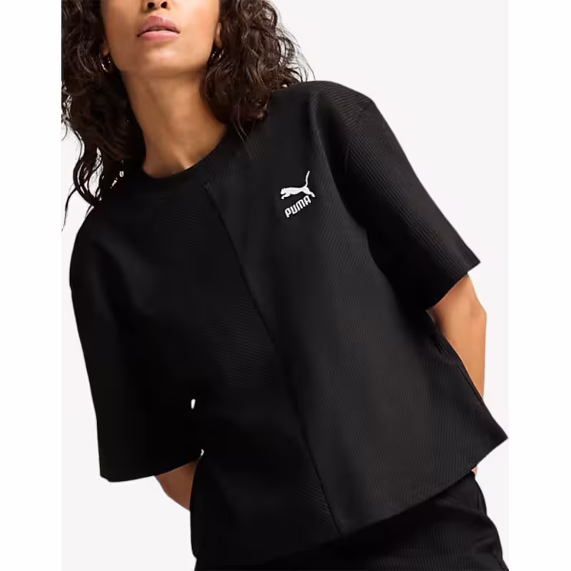 PUMA Classics Ribbed Relaxed Tee Black