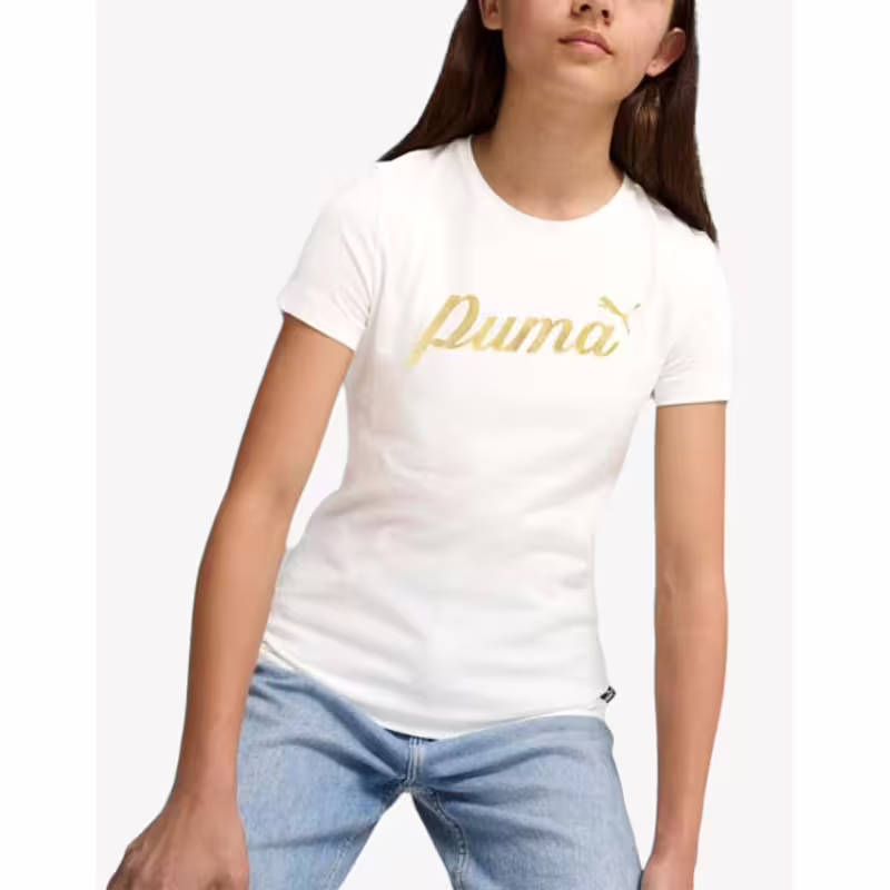 PUMA Essentials Script Metallic Tee White