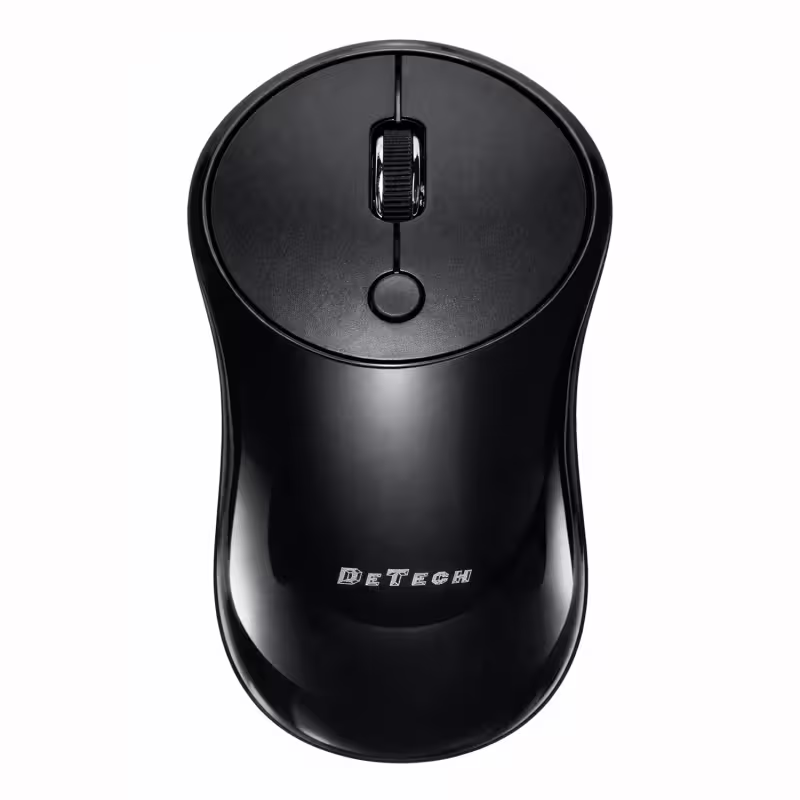 Мишка DeTech D12WL, Безжична, USB, Черен - 782