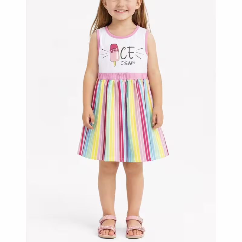 CHICCO Girls Sleeveless Dress Pink Striped
