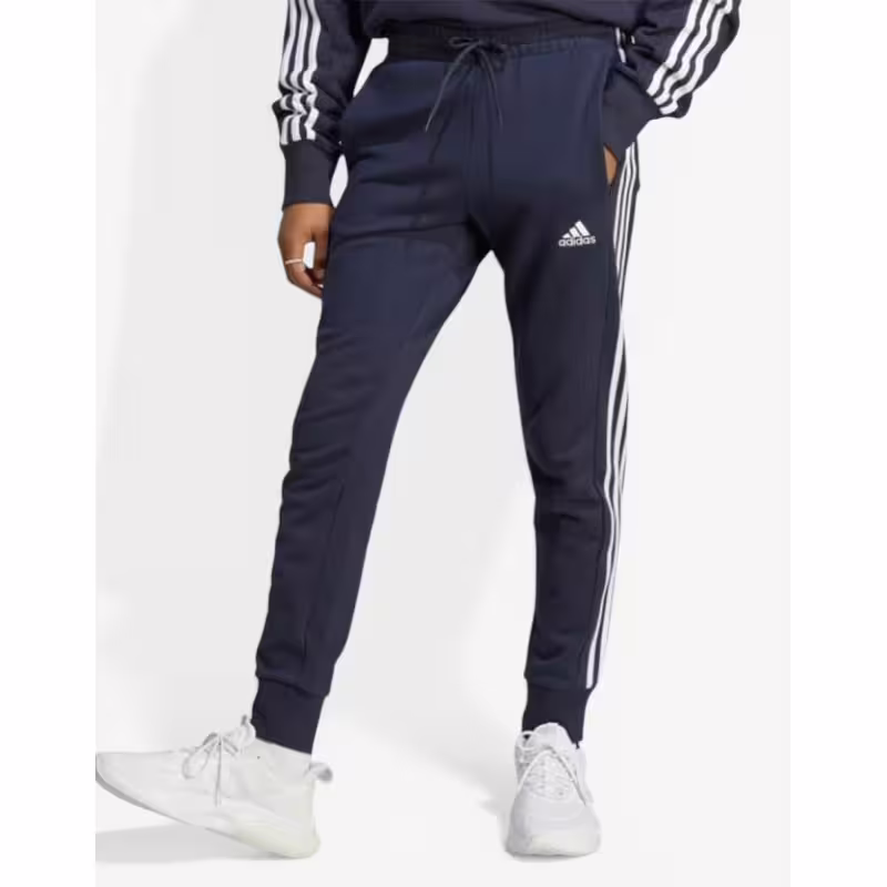 ADIDAS Essentials French Terry Tapered Cuff 3-Stripes Pants Navy