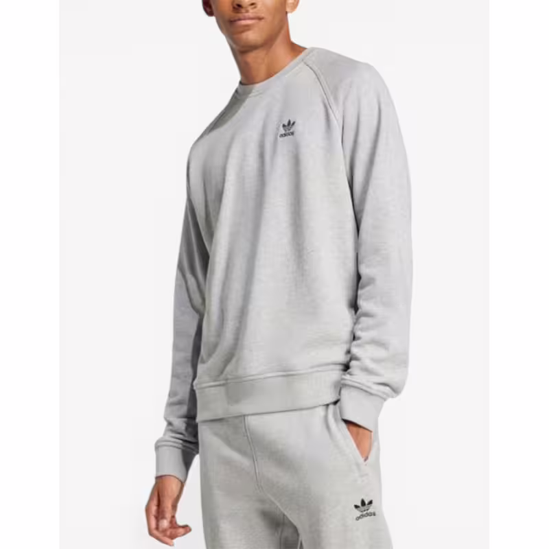 ADIDAS Essentials Trefoil French Terry Crew Sweatshirt Grey