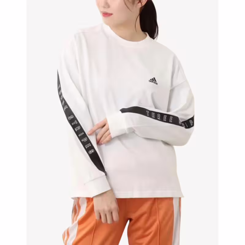 ADIDAS Wording Long-Sleeve Sweatshirt White