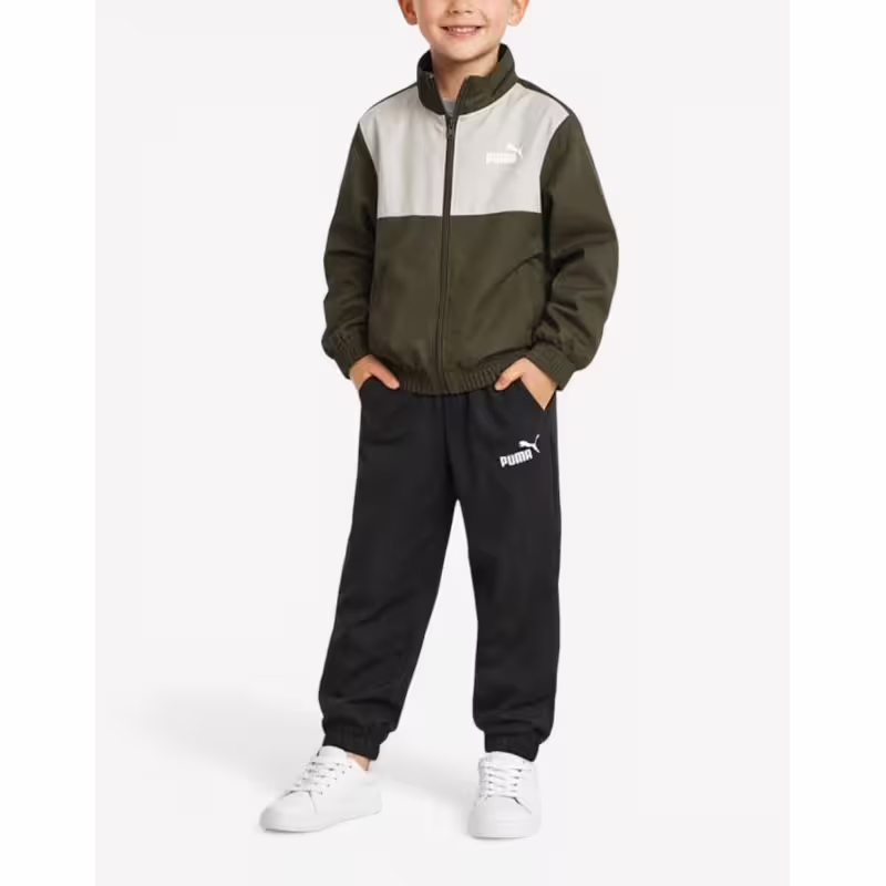 PUMA Woven Colorblock Tracksuit Darrk Olive