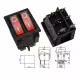 Двоен ключ T120-11, 6pin, 2х2 положения, светещ, червен, 12VDC, 15A, 28x22mm, DPST
