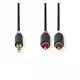 Кабел за аудио Nedis, професионален, STEREO, HQ, 3,5mm JACK(м), 2xRCA(м), силиконов, 10m