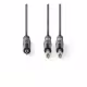 Кабел преходен за микрофон Nedis, професионален, 3,5mm STEREO JACK(м), 2x6,3mm MONO JACK(м), 1,5m