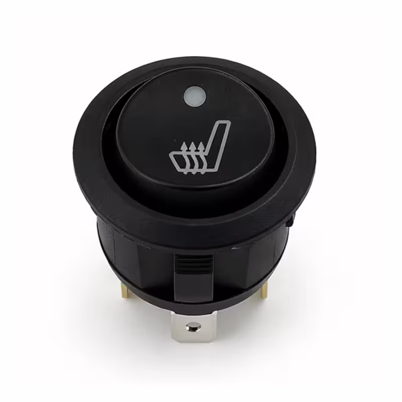 Ключ за подгряване на седалки R13, 4pin, 3 положения, светещ, черен, 12VDC, 20A, Ф20mm, SP3T