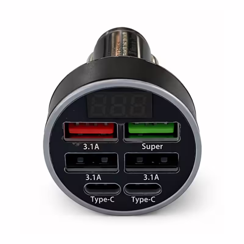 Автомобилно зарядно 2в1, бързо зареждане, 4xUSB, 2xType-c, от 5VDC до 12VDC, 24W