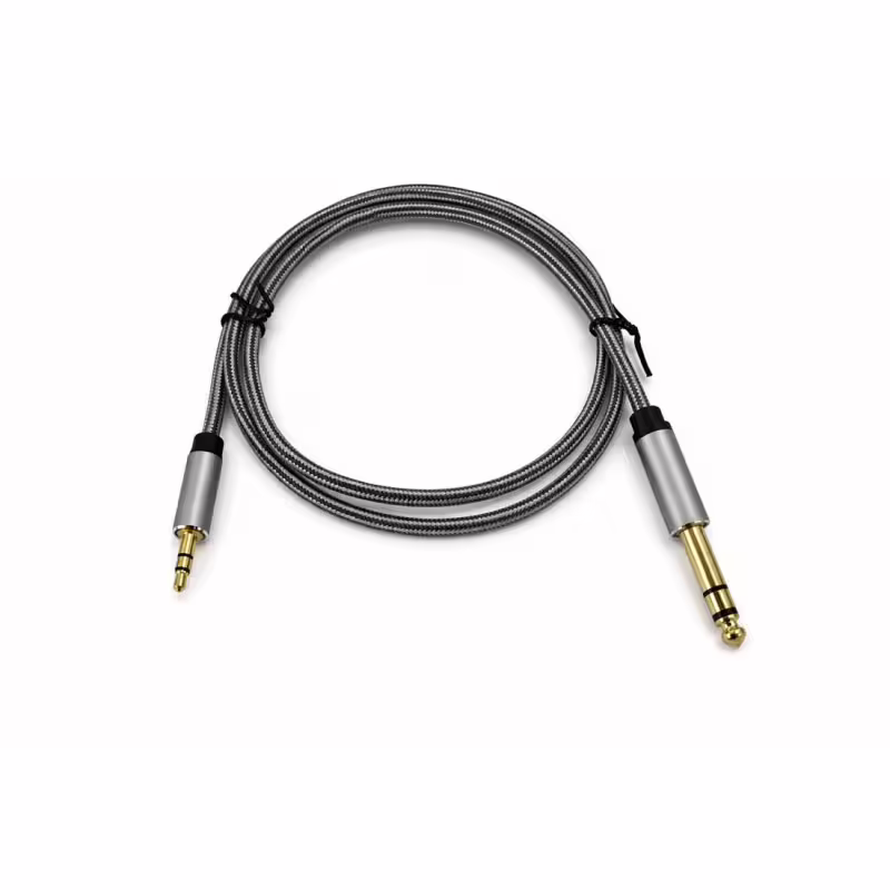 Кабел преходен за микрофон, 3,5mm STEREO JACK(м), 6,3mm STEREO JACK(м), 1m