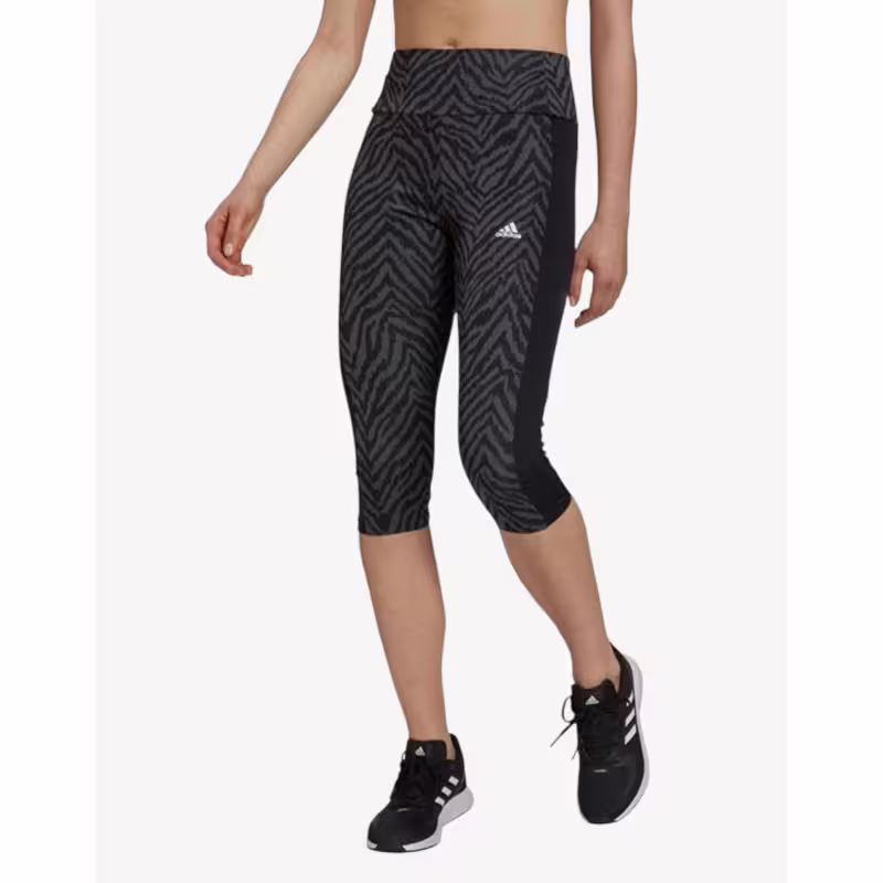 Adidas High Rise Sport Zebra Capri Leggings Black