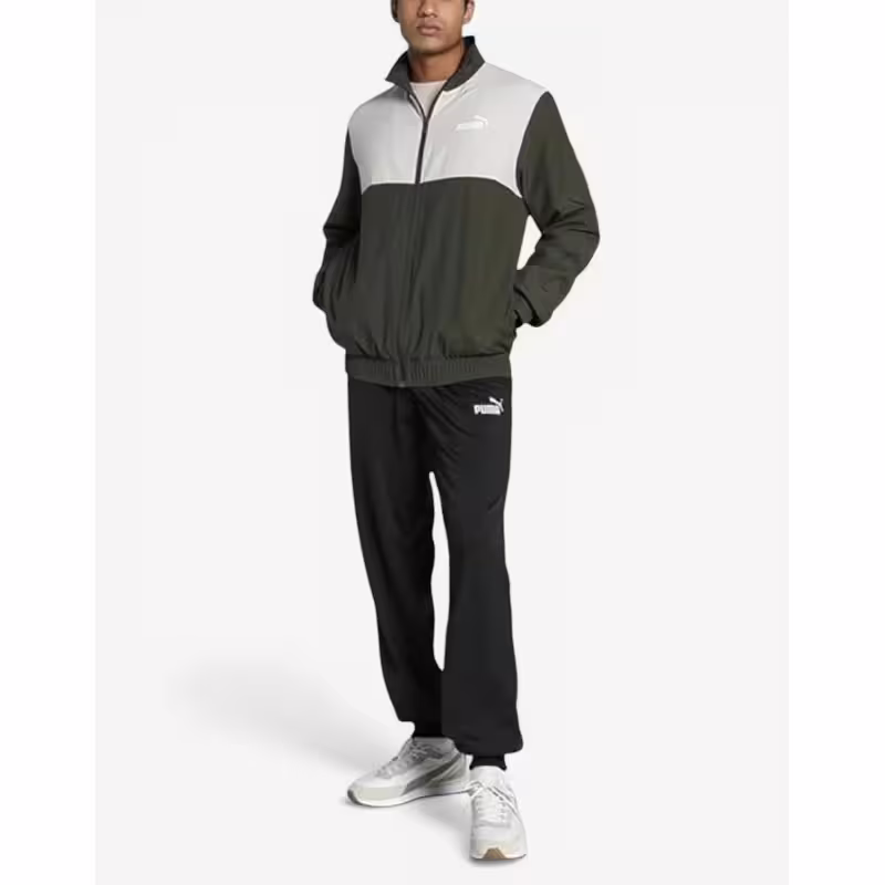 PUMA Woven Colorblock Tracksuit Darrk Olive