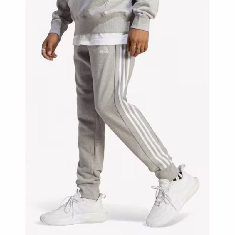 ADIDAS Essentials French Terry Tapered Cuff 3-Stripes Pants Grey
