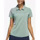 ADIDAS Women's Solid Performance Short Sleeve Polo Shirt Green