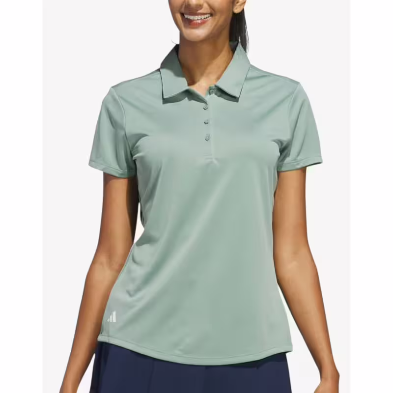 ADIDAS Women's Solid Performance Short Sleeve Polo Shirt Green