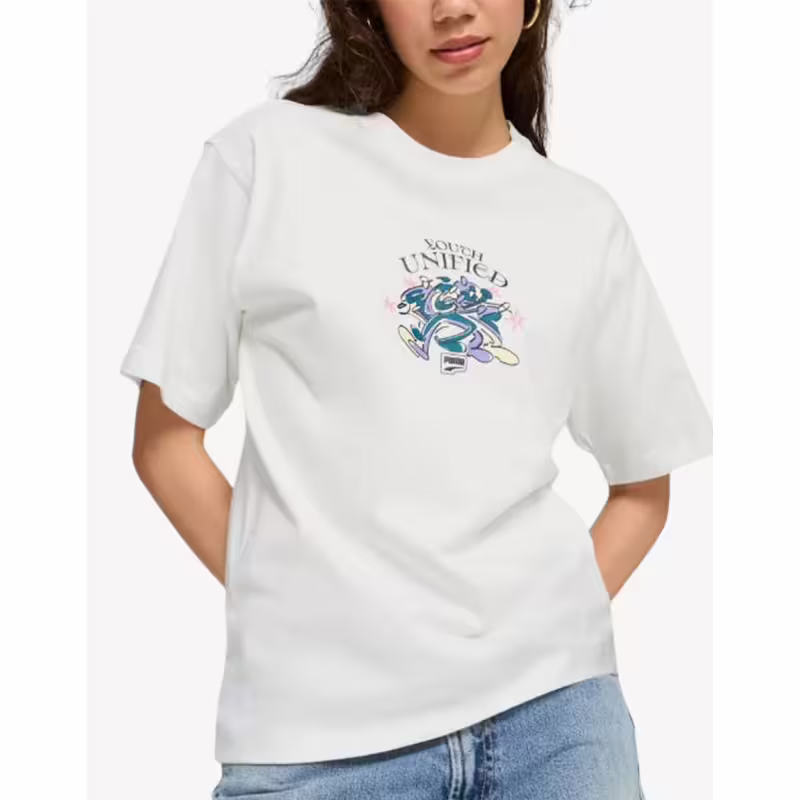 PUMA Downtown Relaxed Graphic Tee White