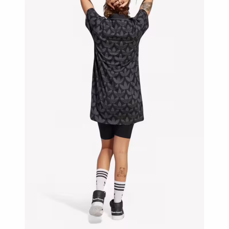 ADIDAS Originals Trefoil Monogram Polo Dress Black
