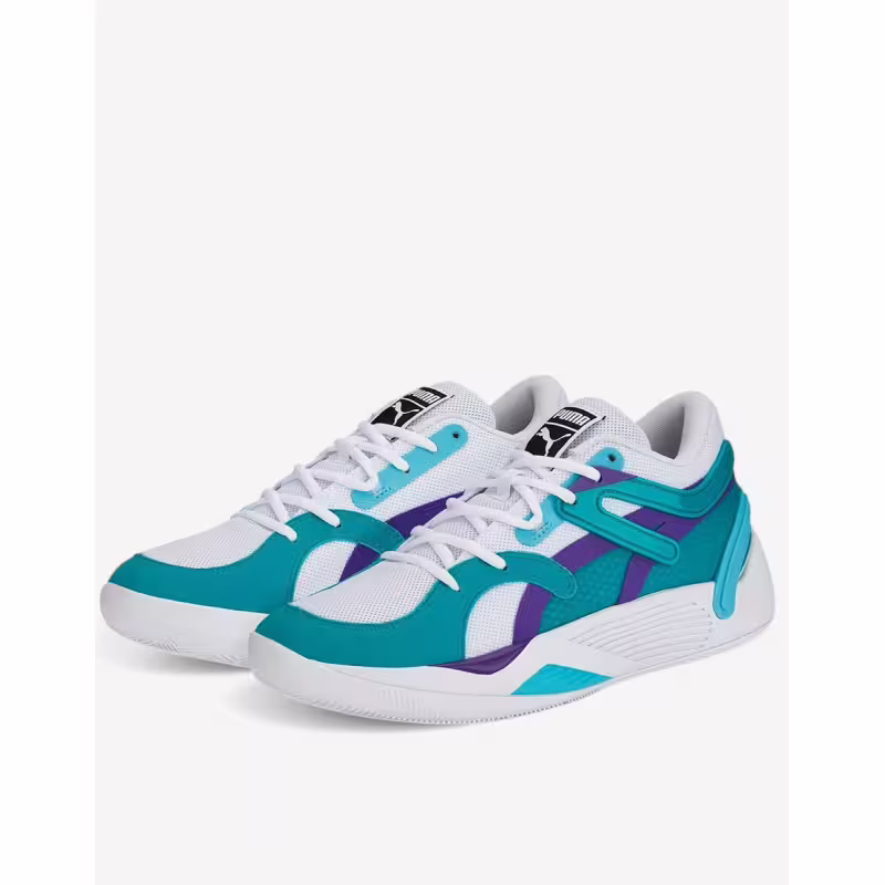 PUMA Trc Blaze Court Basketball Shoes White/Deep Aqua