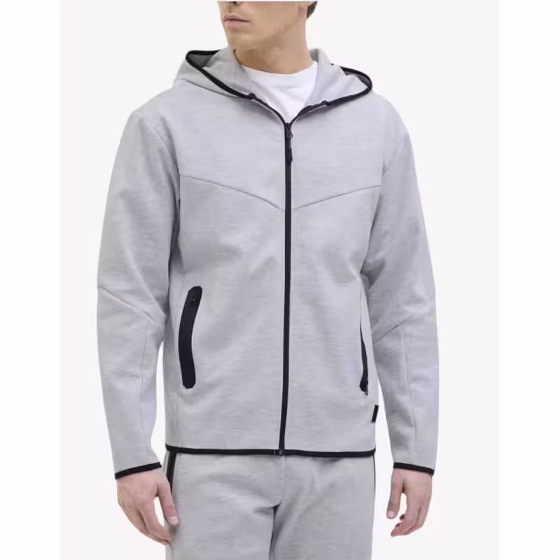 JACK&JONES Jcofusion Sweat Zip Hood Noos New Light Grey Melange