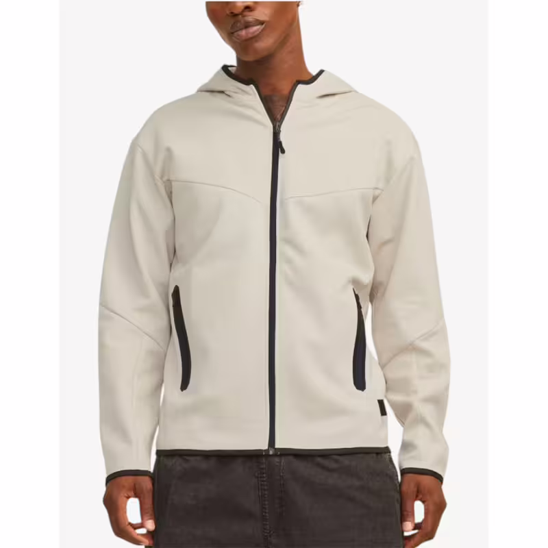 JACK&JONES Jcofusion Sweat Zip Hood Noos Moonbeam Melange