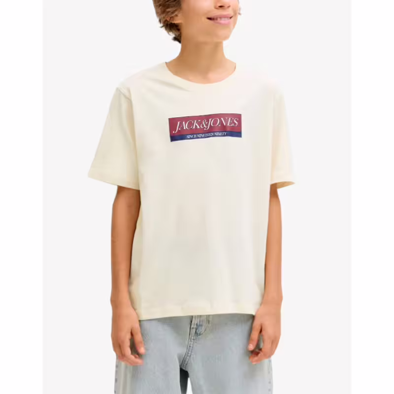 JACK&JONES Jorinwood Block Brend Tee Ss Cn Noos Jnr White