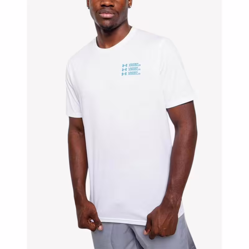 UNDER ARMOUR Triple Stack Logo Ss Tee White